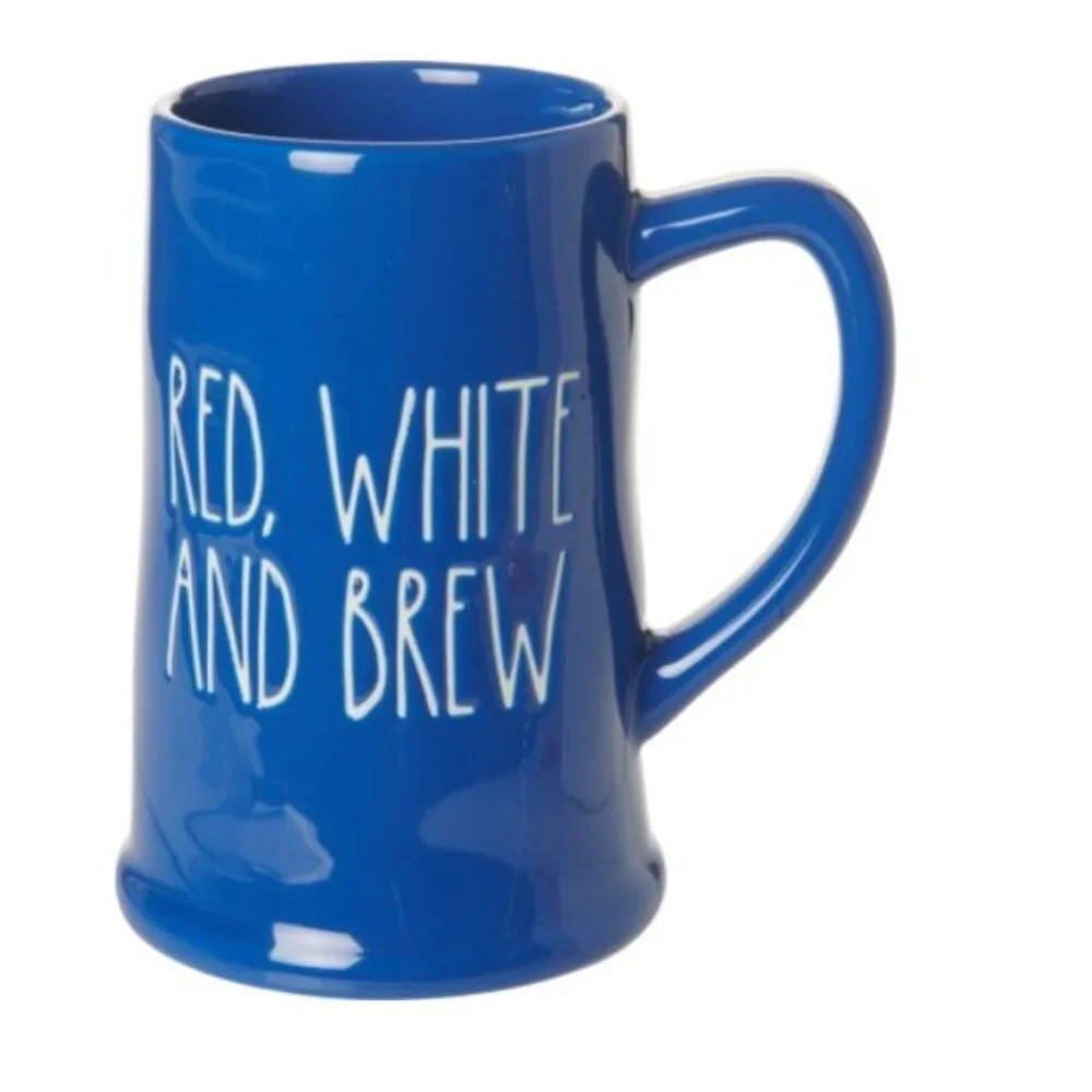 Rae Dunn Red White Brew Mug